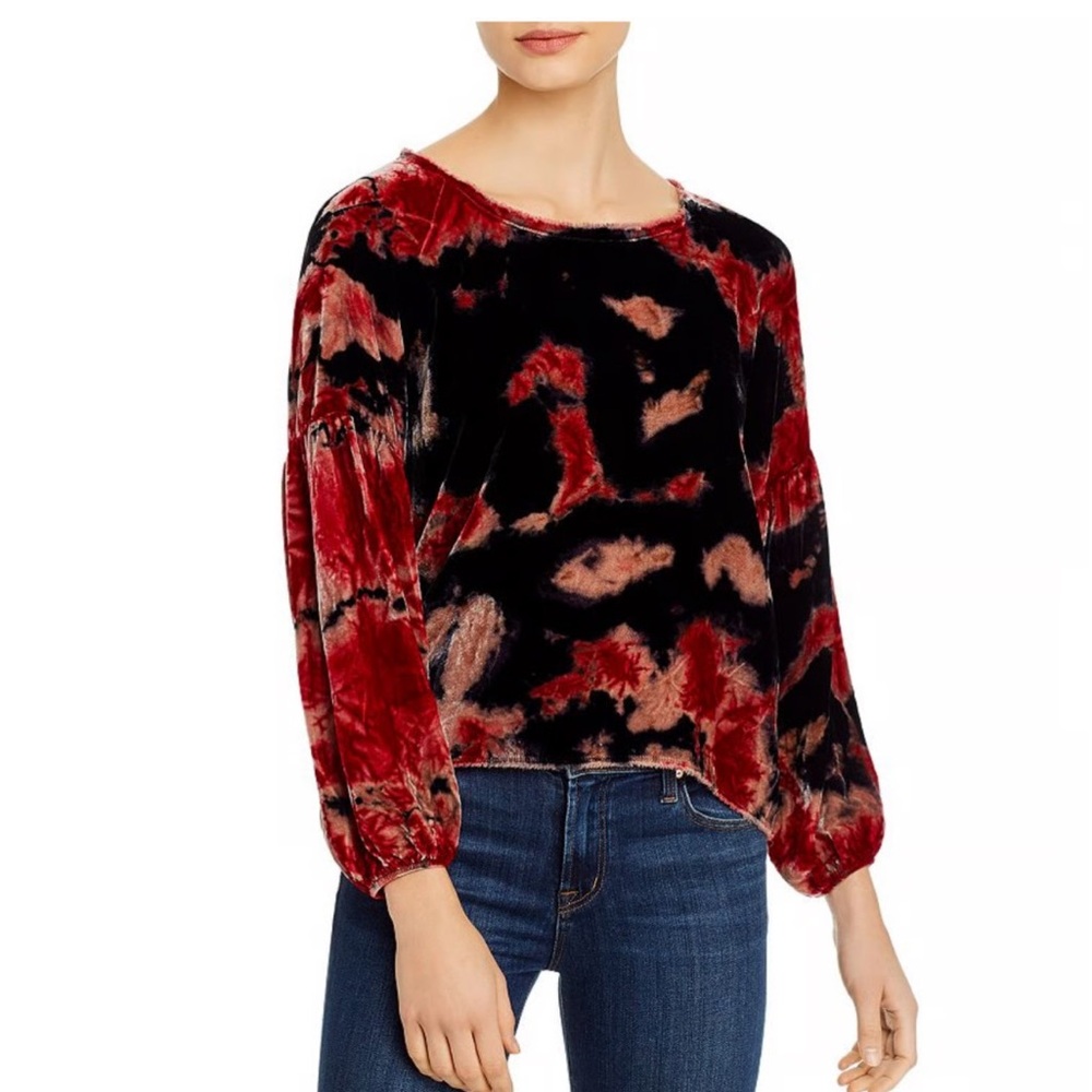 Nation Women's Velvet Tie-Dye Top - Red and Black